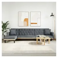 vidaXL Schlafsofa in L-Form Dunkelgrau 271x140x70 cm Samt