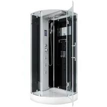 AcquaVapore Dampfdusche D37-23R2-ALL Dampfdusche Duschtempel Duschkabine, Sicherheitsglas ESG, Höhenverstellbar, Gehärtetes Glas, Integrierte Massagedüsen, Multimedi schwarz