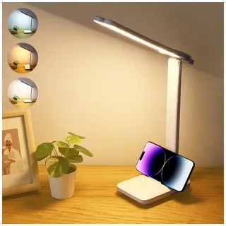 Quntis Schreibtischlampe 45cm Doppelkopf Schreibtischlampe, LED Tischlampe 6400K, immfunktion, Farbwechsel, mehrere Helligkeitsstufen, LED wechselbar, warmweiß, neutralweiß, tageslichtweiß