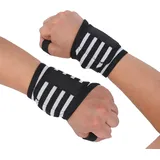 Endless Endlos dehnbares Armband mit Daumenschlaufe | Schwarz | Material: Nylon und Polyester | Für Gewichtheben, Powerlifting, Bodybuilding, Krafttraining & Crossfit | Einheitsgröße | Für Männer und Frauen