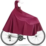 Regenponcho Fahrrad, Regencape Fahrrad, Fahrrad Regenponcho Damen Herren mit Kapuze, Wasserdichter Oxford-Stoff Radfahren Regen Poncho Wiederverwendbare für Fahrräder Elektrofahrräder, Rot - 114 Große Größen