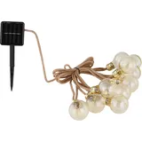 GLOBO LED Solar Lichterkette 10x Glühbirnen Lichterkette Außen Solar Balkon Deko, Hanfseil, LED 3 Watt warmweiß, L 570 cm, Garten