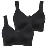 Ulla Popken Damen Mikrofaser, 2er Pack Cup C-D BH, Undurchsichtige, schwarz, 100D