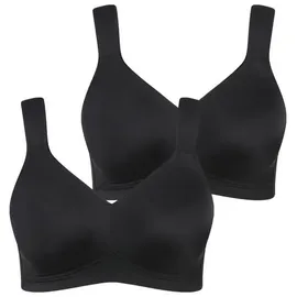 Ulla Popken Damen Mikrofaser, 2er Pack Cup C-D BH, Undurchsichtige, schwarz, 100D