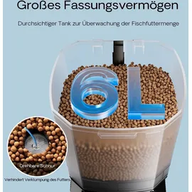 Wiltec SunSun CFF-206 solarbetriebener Fischfutter Automat, programmierbarer Futterspender mit 6 Liter Behälter für 1 bis 6 Fütterungen pro Tag
