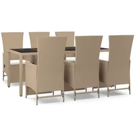 vidaXL Garten-Essgruppe 7-tlg. Beige