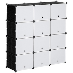 HOMCOM Kommode Modulares Regalsystem, Steckregal, zusammensetzbar (Set, 148 St., Steckregal), Breite 125 cm schwarz|weiß