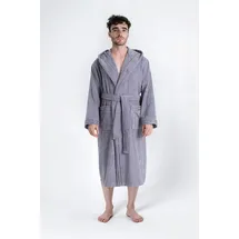 Bruno Banani Herrenbademantel BRUNO BANANI "Clement, ideal für Sauna & Spa, Hotelbademantel, Morgenmantel" Gr. L, grau, L:125cm, Walkfrottier, Hausmäntel, 100% Baumwolle, einfarbig, glänzende Streifen-Bordüre, Taschen, S-4XL