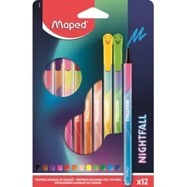 Maped - Fineliner Medium NIGHTFALL - 12 Stück - Polyesterspitze: Ø0,8mm, Mehrfarbig