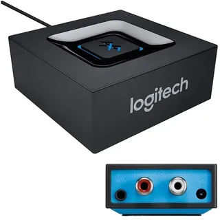 Logitech Bluetooth AUX Audio-Adapter zu 3,5-mm-Klinke, Audioempfänger Multipoint Chinch 3.5 mm Klinke Funk kabellos Air Play schwarz