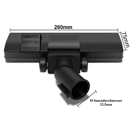 BAYLI Staubsauger Bodendüse 32,5 mm Universal Staubsaugerdüse für Teppich und Hartboden | Staubsaugerfuß Laminat | Kombidüse mit 2 Rollen | Fadenh... - Schwarz