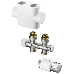 Oventrop Ventil-Anschlussset m TH-Kopf Durchgangsform, Multiblock weiß