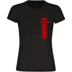 multifanshop Damen T-Shirt - Schweiz - Streifen - Druck rot - Frauen