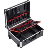 Meister Craft Meister Werkzeugtrolley leer - 460 x 350 x 190 mm - Mit Rollen - Individuelle Fachaufteilung - 15 Werkzeugtaschen - Mit Gummibändern - 15 kg Tragkraft - Stabiler Alu-Koffer / Werkzeugkiste / 9095080