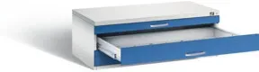 C+P Flachablageschrank Serie 7100_7200, H420xB1100xT765mm, Front Enzianblau, Korpus Lichtgrau (7100-100)
