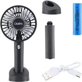 casativo Flexibler 2in1 Hand- & Tischventilator (schwarz): Akku- & USB-Betrieb, 3 Stufen für optimale Kühlung, kompakt, tragbar & ideal für Büro, Reise & Zuhause