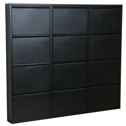 Pisa Schuhschrank mit 12 Klappen/ Türen in Metall schwarz. Fertig montiert.