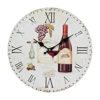Linoows Mediterrane Wanduhr mit Rotwein Motiv, Landhaus Küchenuhr, Kneipen