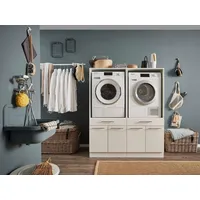 Möbelando Waschmaschinenumbauschrank >LAUNDREEZY< in weiß - 135x162x67,5 (BxHxT)