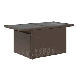 vidaXL Gartentisch mit Glasplatte Braun 100x55x73 cm Poly Rattan