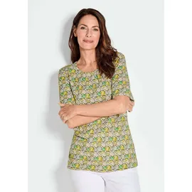 GOLDNER Multicolor-Shirt mit Halbarm, Rundhalsausschnitt in grün / gelb / gemustert), | Gr.: 40