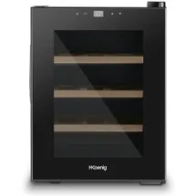 h.koenig AGE12 Weinkühlschrank / 12 Flaschen/Temperatur von 11°C bis 18°C/LED-Temperaturanzeige/Holzlagerböden