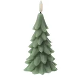 MARELIDA LED Kerze Tannenbaum Weihnachtsbaum Baumform Echtwachs H: 16cm Timer grün