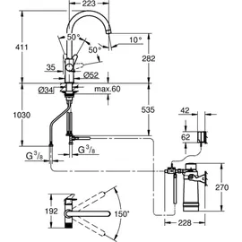 Grohe Starter Kit Blue Pure BauCurve Spültischb. mit Ultrasafe-Filter chrom