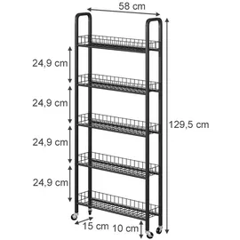 Vicco Rollregal Rolivo 58 x 15 x 129,5 cm Schwarz