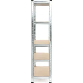 Wiltec Schwerlastregal 120x50x204cm, 200kg/Ablage, Steckregal verzinkt aus Stahl, Lastenregal mit 5 Ablagen, Werkstattregal