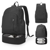 Agger Sportrucksack Rucksack,Gym-Rucksack für Damen und Herren,mit Schuhfach und Nassfach, Sportrucksack,für Fitness, Schwimmen und Freizeit,wasserdichter schwarz