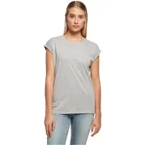 Build Your Brand Damen T-Shirt Ladies Extended Shoulder Tee, lang geschnittenes T-Shirt für Frauen, Baumwolle, Heather Grey, S - S