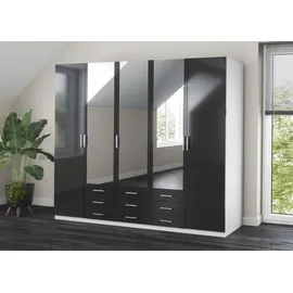 Priess Kleiderschrank PRIESS "Amsterdam", schwarz-weiß (weiß, schwarz), B:230cm H:193cm T:56cm, Holzwerkstoff, Schränke, Kleiderschrank, mit oder ohne LED-Beleuchtung
