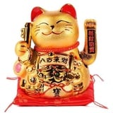 lachineuse - Maneki Neko Winkekatze Gold - Große Glückskatze 20 cm - Kawaii Japanische Deko-Objekt - Glücksbringer Katze - Chinesische Asien Dekoration Asia Deko, Goldfarben