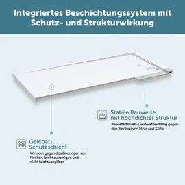doporro Duschtasse Duschwanne 90x120x3cm aus Mineralguss in Weiß Rechteckig DIN-Anschlüsse für bodenebene Montage geeignet Geoma10