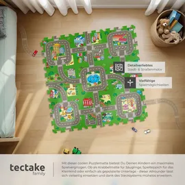 Tectake tectake® Puzzlematte Mycity 9-teilig, mit Stadt- und Straßenmotiv 90,5 x 90,5 cm Bunt