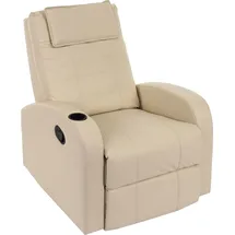 Mendler Fernsehsessel Durham Kunstleder 76 x 99 x 76 cm Beige mit Liegeposition