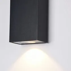 Maytoni Moderne Außenleuchte LED oben unten, Schwarze Wandleuchte IP54, Metallrahmen schwarze Farbe, Außenbeleuchtung für Terrasse, Garten, Cafe, Restaurants
