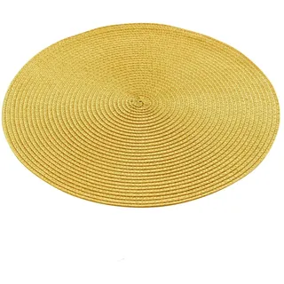 Macosa U1790451_x4 Tischset 4 STK. Senfgelb Kunststoff 35 cm rund Platzsets abwischbar Tischdeko Tischmatte Platzmatte Tisch-Unterlage Tischset Gelb Platzdeckchen