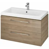 Cersanit Lara mit Waschbecken, 80 cm, Nussbaum - Weiß/Braun