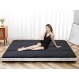 SUNYRISY Japanische Futon Matratze, 200 x 100cm Bodenmatratze Faltmatratze mit Aufbewahrungstasche, Faltbare Tragbar Tatami Matratze Gästematratze Klappbett Matratze, Schwarz