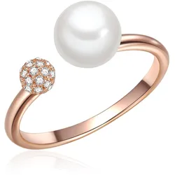 Valero Pearls Ring Sterling Silber Zirkonia Süßwasser-Zuchtperle in Roségold Ringe   Damen