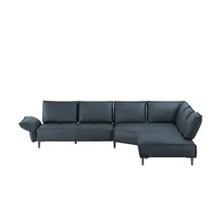 W.SCHILLIG Ecksofa aus Echtleder ¦ blau ¦ Maße (cm): B: 341 H: 84 T: 272