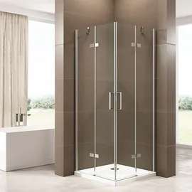 Bernstein Eckdusche mit Drehtür Eckeinstieg Dusche EX809 - Nano ESG-Sicherheitsglas - 90 x 90 x 195 cm