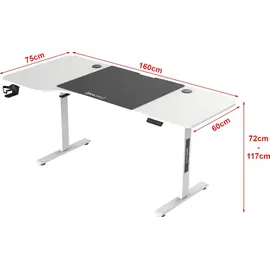 pro.tec Höhenverstellbarer Tisch Stryn Weiß