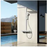 EMKE Emke, Duschsystem Duschsystem mit Thermostat Handbrause + Regendusche(3 Strahlstärken) + Unterer Auslass, Weiss