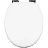 Fanmitrk WC Sitz mit Absenkautomatik Holz, Toilettendeckel aus MDF, Holzkern Toilettensitz, Klobrille Weiß