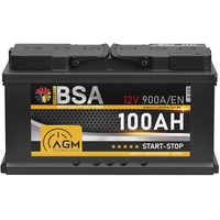 BSA AGM Batterie 100Ah 12V 900A/EN Start-Stop Batterie Autobatterie VRLA statt 95Ah 92Ah 90Ah