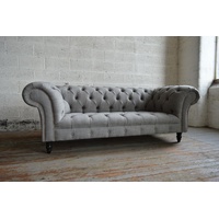 JVmoebel Chesterfield-Sofa, Chesterfield Design Luxus Polster Sofa Couch Sitz grau
