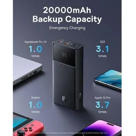 Baseus Star-Lord Power Bank 20000mAh 65W Schwarzes Display Schnell USB-C Multi-Gerät